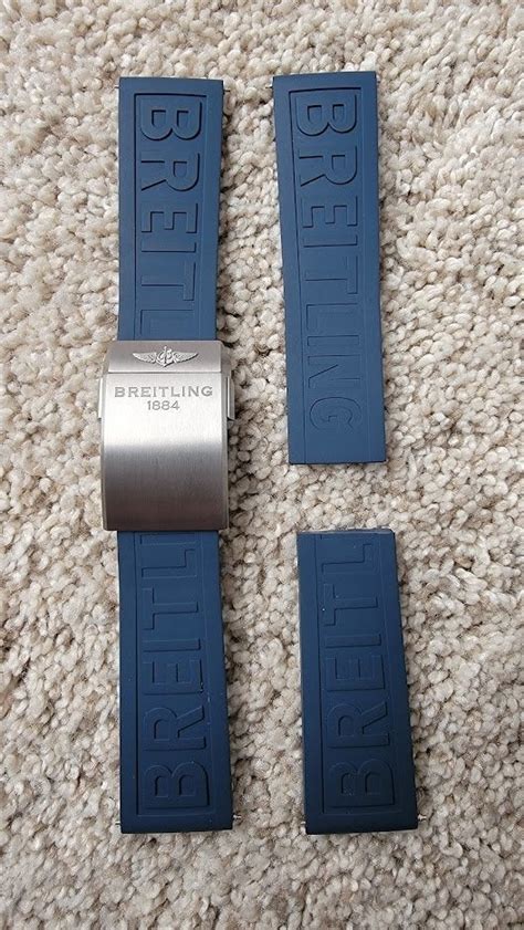 breitling blue leather push button folding clasp